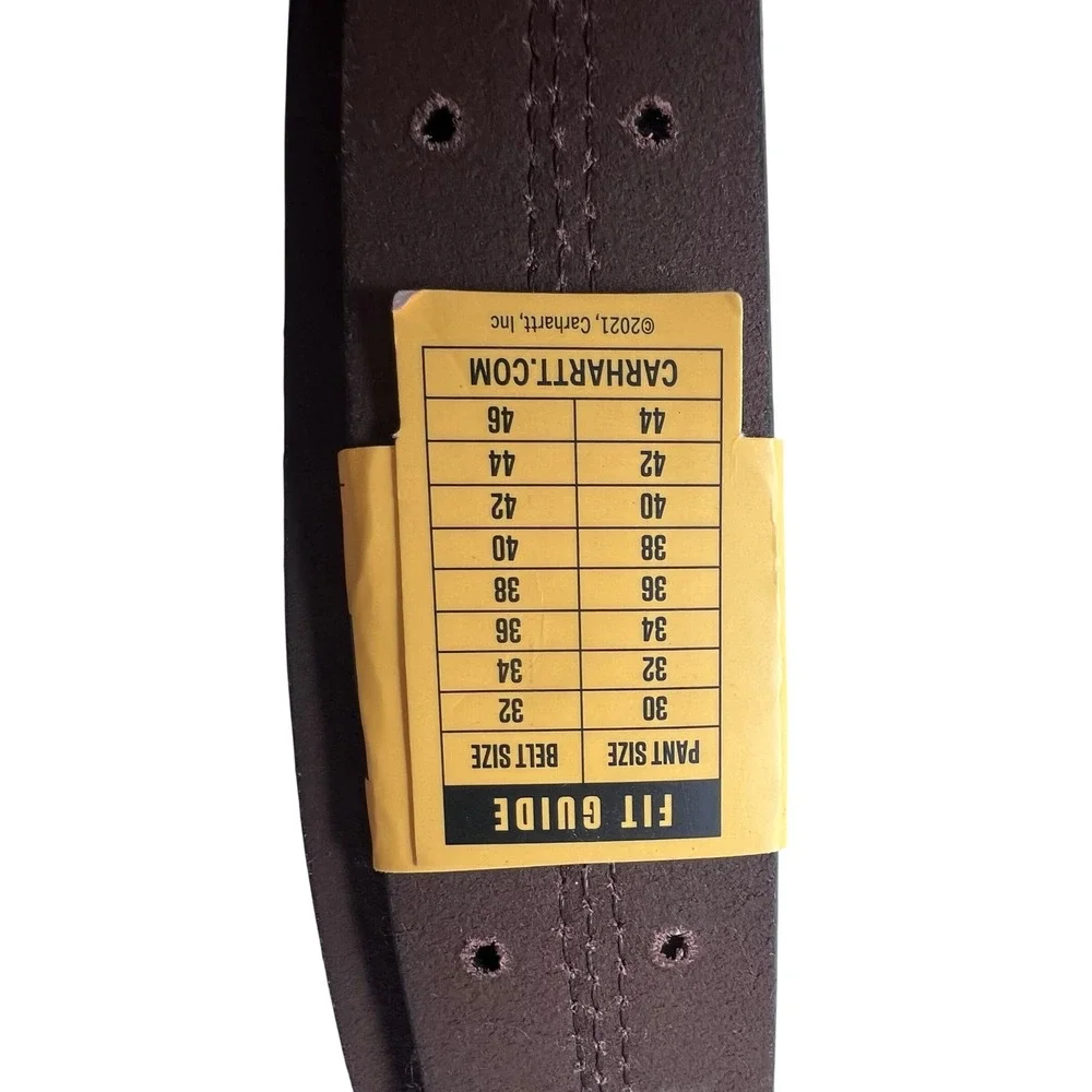Carhartt Mens Brown Saddle Leather Double-Prong Perforated Belt Size 34 NEW